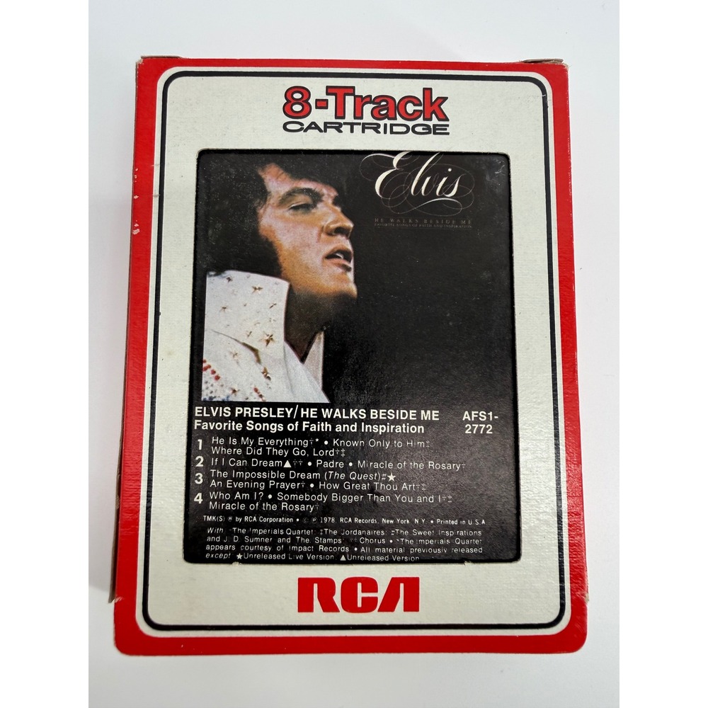 Elvis Presley He Walks Beside Me 8-Track Tape 1978 RCA Gospel Red Analog - Picture 2 of 9